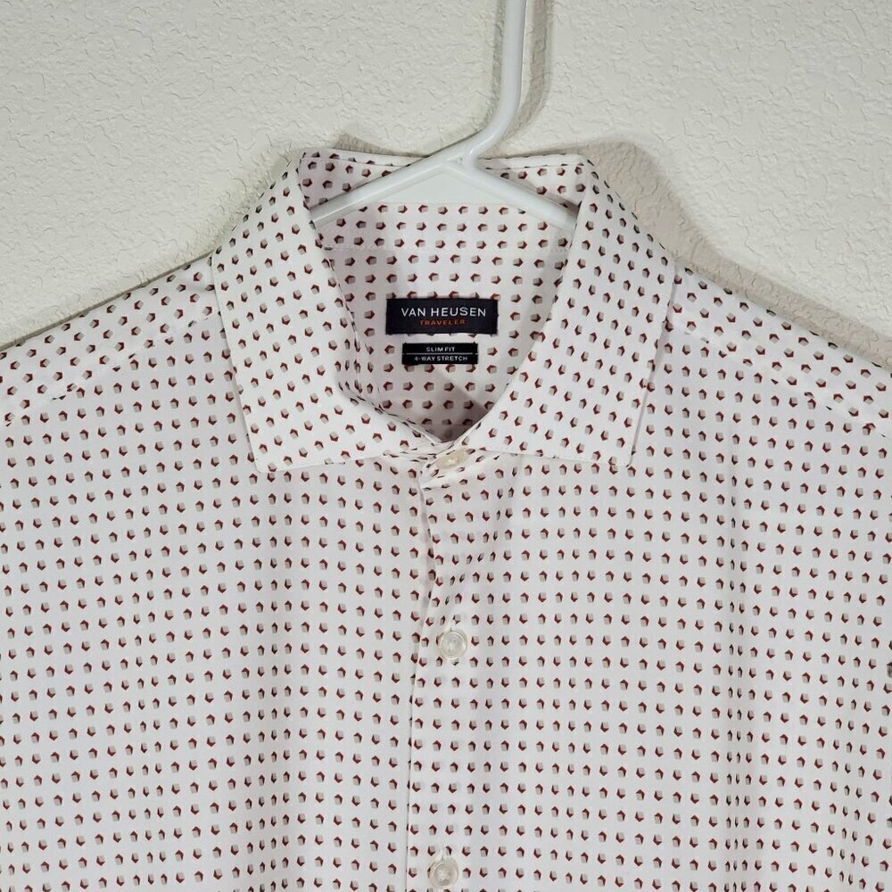 Van Heusen Mens Medium Shirt Traveler Slim Fit 4-Way Stretch 15-15.5 32/33